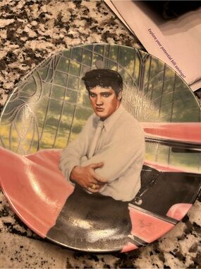 Decorative Pink and Green Portrait Accent Plate